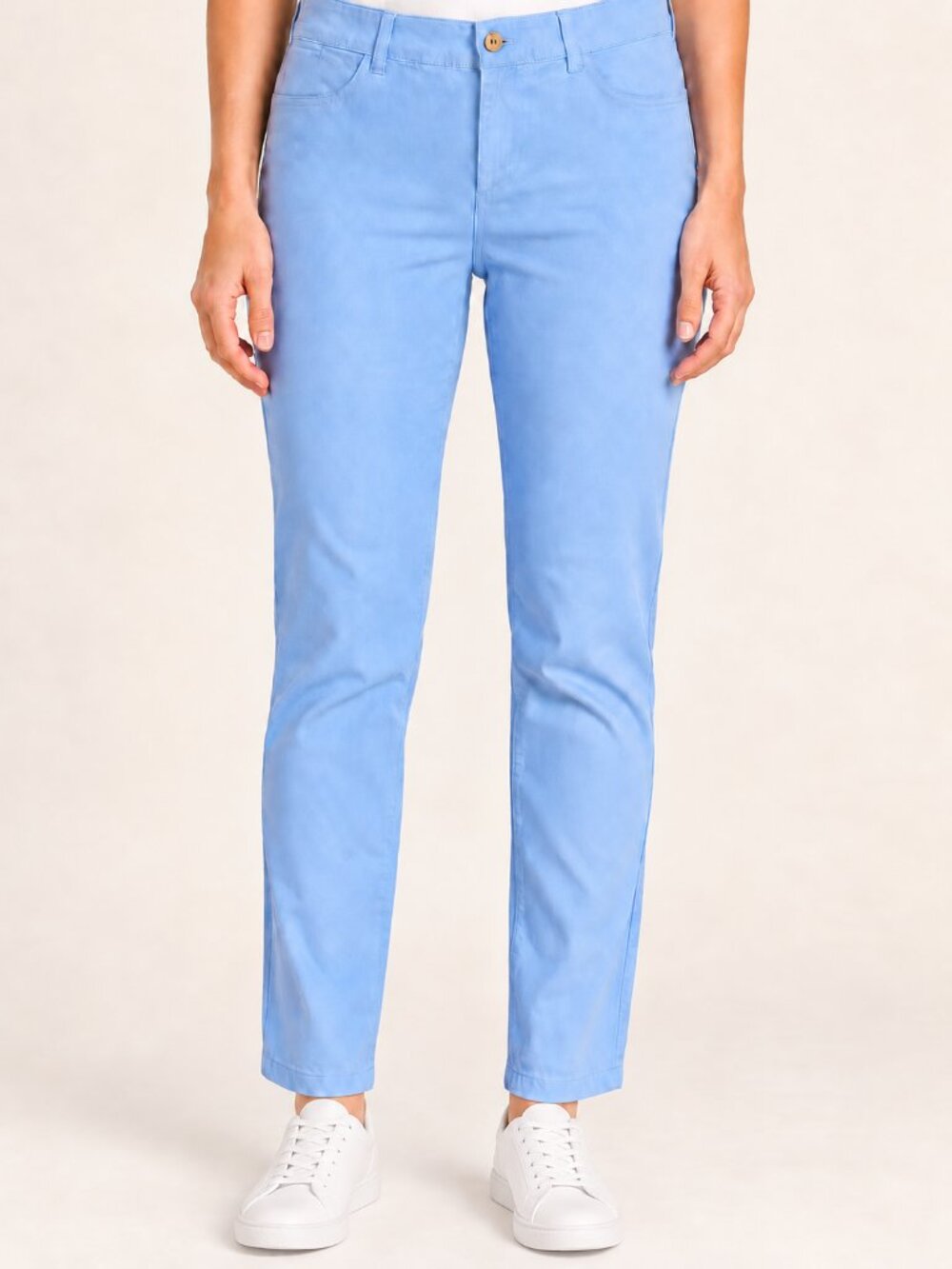 Chico's Girlfriend Ankle Pants Size 1/Reg 8 Microsand Sateen Norwegian Blue NWT